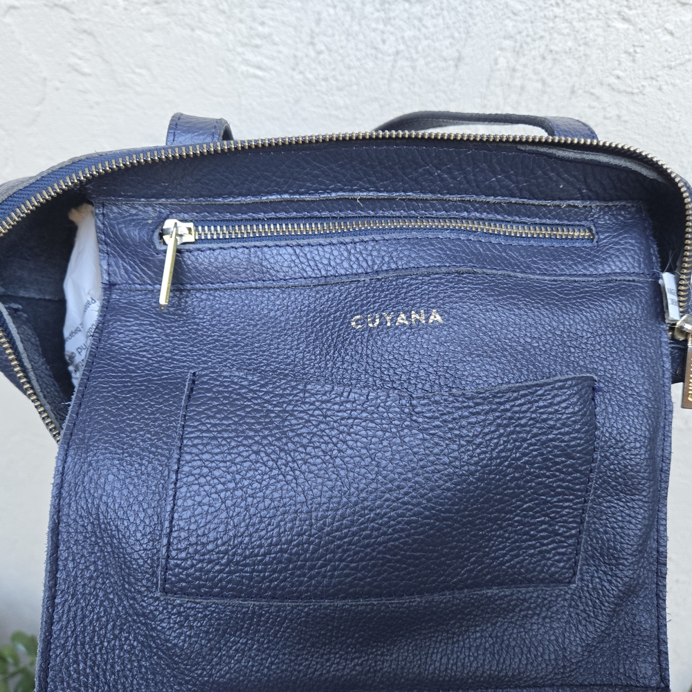 Cuyana Navy Leather Suede Small Tote Bag without Removable Strap - Picture 8 of 16